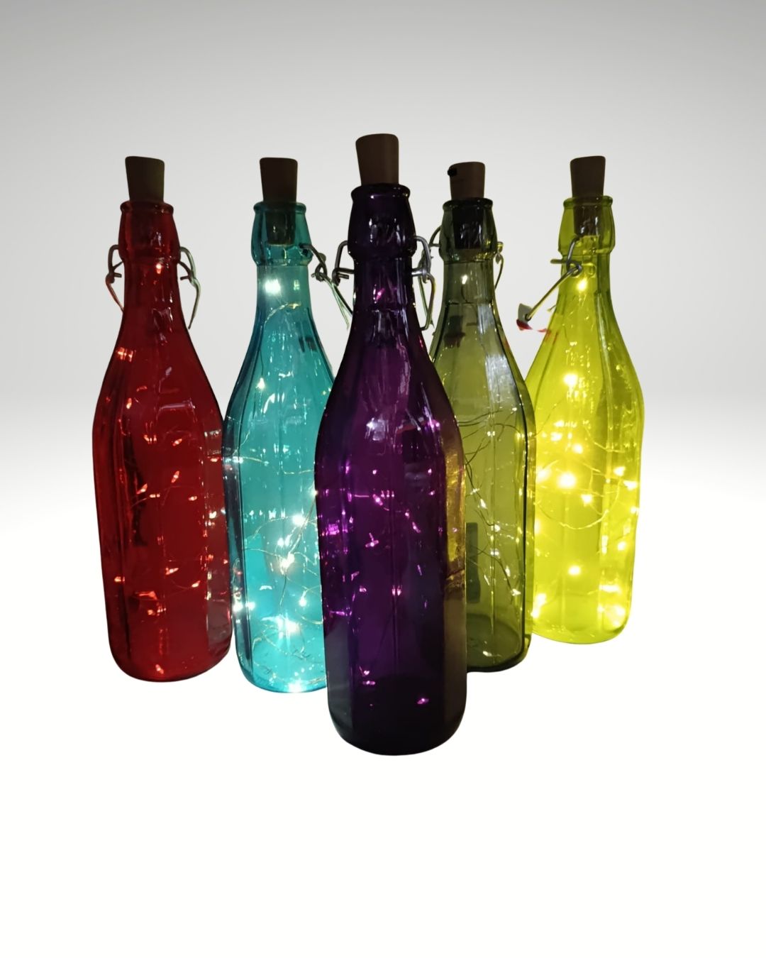 Botella decorativa con luz LED interior